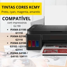 2 Tintas CYANO 70ML Compatível Canon GL190  Para Impressora PIXMA G1100 / G1110  PIXMA G2100 / G2110  PIXMA G3100 / G3102 / G3110 / G3111  PIXMA G4100 / G4110 / G4111