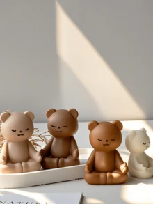 Cute Zen Sitting Bear Fragrance Candle - Smoke Free, Long-Lasting Home Fragrance Suitable For Bedroom Decoration, Perfect DIY Gift For Women, Beeswax And Soy Wax Mixture, Animal Shape, Single Core, Battery Free, Home Decoration Highlights | Playful Decoration | Natural Fragrance - Multicolor - View 6