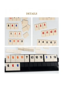 1 套以色列标准麻将数字游戏卡，106 张数字卡 + 4 个卡座，成人休闲派对桌面棋盘游戏，含收纳袋 - 彩色 - 查看 5