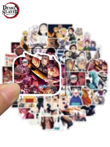 TOEI ANIMATION 50pcs Aniplex  Anime Stickers, Mixed Kimetsu No Yaiba Cartoon Vinyl Stickers For Laptop, Skateboard, Water Bottle - Multicolor 5 - View 9
