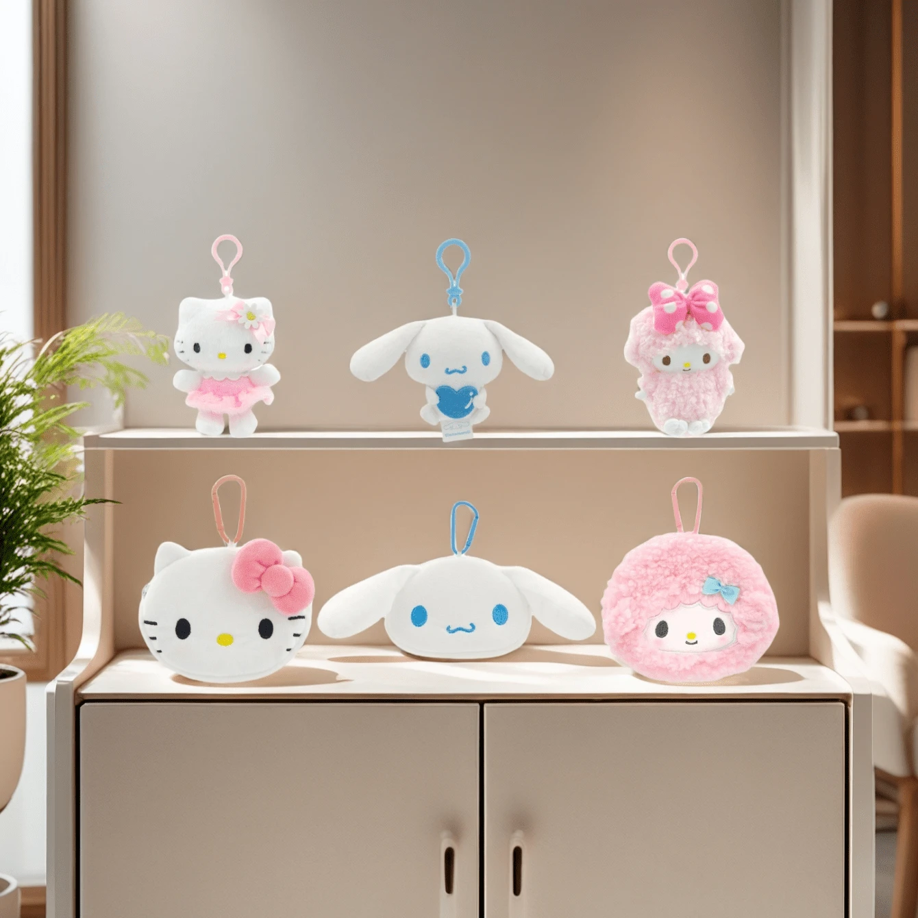 官方 Sanrio 角色毛绒饰品和零钱包系列 - 可爱的 Hello Kitty、Cinnamoroll、My Melody 和 My Sweet Piano 授权毛绒吊坠，配有耐用的金属挂钩 - 可爱的卡哇伊配饰，可用于包、钱包或背包 - 柔软的收藏毛绒玩具和钱包，适合日常使用或展示 - 彩色 - 查看 1