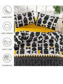 100% Cotton Bedding Set | Single (160x220 + 1 Pc 50x70 Pillowcase) & Double (200x220 + 2 Pcs 50x70 Pillowcases) | Button Closure | Made In Turkey - Black - View 6