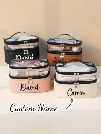 1ชิ้น กระเป๋าเครื่องสำอางแบบกำหนดเอง, กระเป๋าเครื่องสำอางชื่อที่ปรับแต่งได้, ของขวัญที่กำหนดเองสำหรับเพื่อนเจ้าสาวและเพื่อน, กระเป๋าเครื่องสำอางพับได้, ของขวัญปาร์ตี้เจ้าสาว, ของขวัญแต่งงาน, ของขวัญวันวาเลนไทน์, ของขวัญวันคริสต์มาส อุปกรณ์เสริมความงามคริสต์มาส