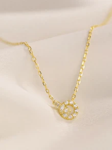 Collar de doble círculo de plata de ley 925, chapado en oro con piedras de circonita, colgante entrelazado, de lujo y ligero, adecuado como regalo para la novia, para uso diario