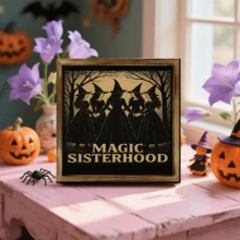 1pc Retro Halloween Witch Pendant, Featuring Pumpkin And Bat Elements. Suitable For Use In Living Room, Bedroom, And Wall Decoration. Also Suitable As A Home Decoration Item For Holiday Parties. - Halloween Wooden Pendants-wooden Frame Signs - View 20