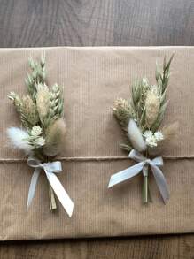 6/12 buc butoniere asortate cu flori uscate pentru bărbați, ace de rever rustice cu lavandă, stil boem, potrivite pentru bal, petrecere de întoarcere acasă și nuntă