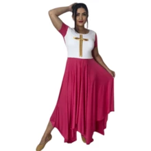 Vestido de Dança Coreografia Cruz Moda Evangélica - Pink - Visão 1