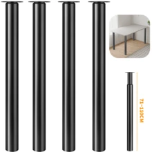Set Of 4PCS 710-1100mm Adjustable Kitchen Worktop Desk Breakfast Bar Table Leg 60mm Bar Metal Table Legs Black - Black - View 2