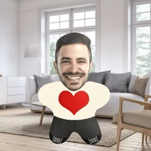 Customized Photo Heart-Shaped Plush Pillow - Personalized Mini Doll Gift With Surprise Expression, Soft Short Plush Fabric, Suitable For Home Decor Or Love-Themed Gifts | Customized Pillow For Birthday, Christmas, Valentine's Day, Mother's Day And Father's Day