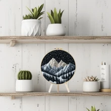 1 Piece Embroidery Kit, 20x20cm/7.9x7.9 Inches, Interstellar Scenery Theme, Handmade DIY Embroidery Kit, Suitable For Both Adults And Beginners, Including User Manual, Printed Fabric, Embroidery Frame, And Needles And Threads