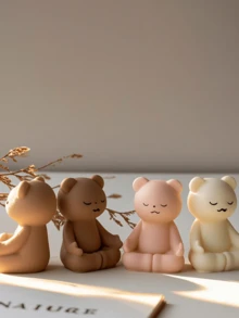 Cute Zen Sitting Bear Fragrance Candle - Smoke Free, Long-Lasting Home Fragrance Suitable For Bedroom Decoration, Perfect DIY Gift For Women, Beeswax And Soy Wax Mixture, Animal Shape, Single Core, Battery Free, Home Decoration Highlights | Playful Decoration | Natural Fragrance - Multicolor - View 5