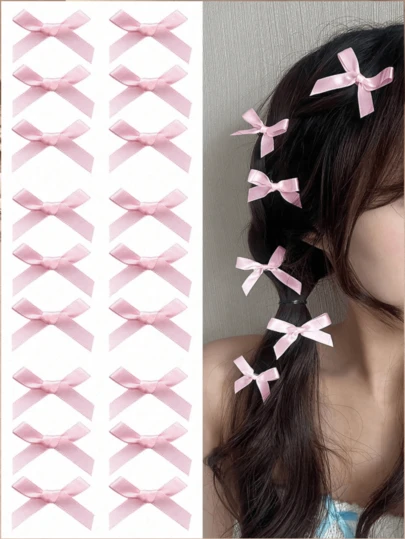 18 piezas/30 piezas Clips para el cabello con lazo rosa, accesorios de moda lindos y dulces con encaje, barrettes de ballet, accesorios de hada Y2K, decoración para el cabello con moño, pinzas para el cabello, ganchos para el cabello, clips para el cabello, pasadores para el cabello, artículos escolares, accesorios con moños, para otoño e invierno para mujer, accesorios para el cabello, accesorios de San Valentín, accesorios para la cabeza