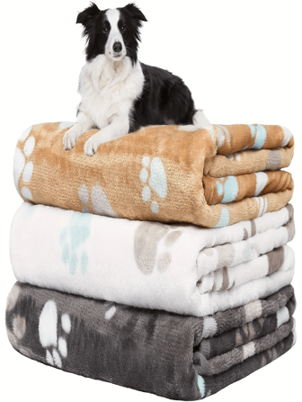 1pc Grey Pet Blanket Four Seasons Universal Warm Paw Print Blanket Suitable For Dogs And Cats Sleeping Mat Pet Supplies