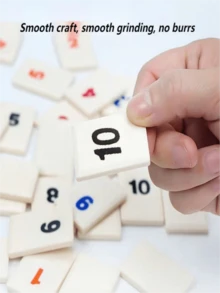 1 套以色列标准麻将数字游戏卡，106 张数字卡 + 4 个卡座，成人休闲派对桌面棋盘游戏，含收纳袋 - 彩色 - 查看 3