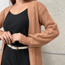 VIA CLOSET Women's Soft Knitted Braided Cardigan Comfortable Winter Coat