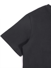 Women's Summer Casual Loose Soft 100% Cotton Crew Neck Short Sleeve Black T-Shirt,Floral Gigi Graphic Design - 黑色 - 查看 4