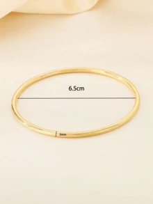18K Gold Plated Stainless Steel Women's Bracelet, Fashion Luxury Minimalist Basic Bracelet, Waterproof Jewelry - Gold - View 5