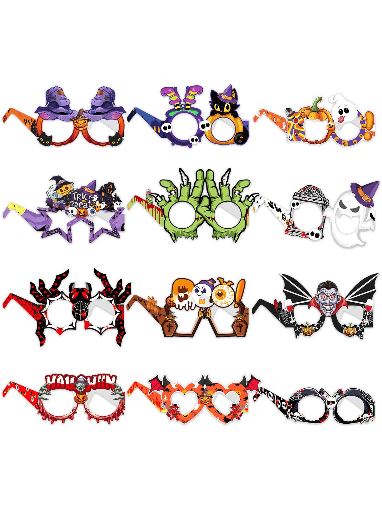 12 件万圣节新主题派对半脸面具舞会 DIY 鬼形纸面具，完美的派对装饰，小礼物家居装饰万圣节装饰房间装饰秋季装饰