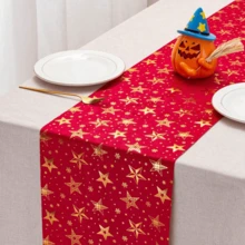 1pc Green Star Patterned Table Runner, Suitable For Home Decor, Dining Table, Wedding, Birthday Party (Green)