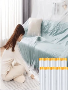 每卷20米/787.4英寸透明PE薄膜防尘罩，是旅行和装修期间保护家具的理想选择。可用作家具防尘罩、沙发和衣柜塑料保护膜、油漆防尘罩、油漆保护膜或通用保护膜。也可与和纸胶带配合使用。 - 彩色 - 查看 3