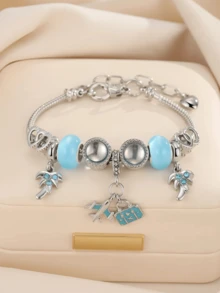 1 件时尚欧美风格水钻空心串珠手链