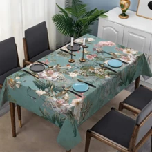 1 块防水防油方形桌布 - 多功能涤纶印花设计，适用于餐饮、派对和家居装饰