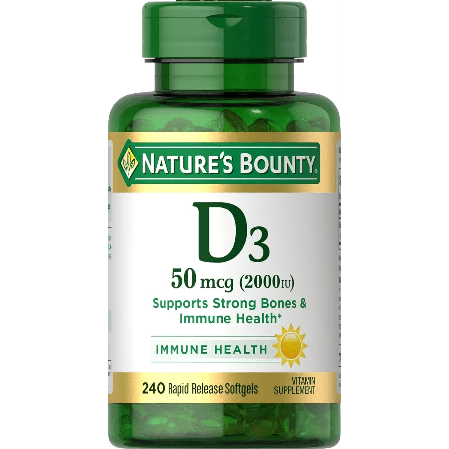 Nature's Bounty Vitamin D3, Immune And Bone Support, Vitamin Supplement, 2000IU, 240 Rapid Release Softgels