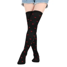 1/2 Pairs Girl's Cute Heart Knitted Thigh High Socks, Spring & Autumn - Multicolor - View 14