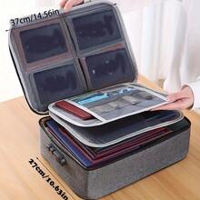 1 件文件袋（带锁）、3 层文件收纳盒（带防水拉链）、旅行便携式文件收纳手提袋、家庭收纳袋（适用于笔记本电脑、文件、证书） - 黑色 - 查看 4