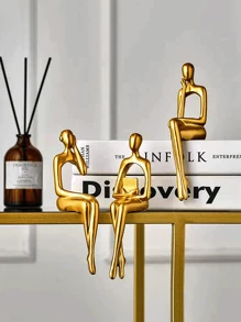 Figure Design Art Decoration,Golden Abstract Sitting Sculpture, Creative Abstract Art Sculpture, Sitting Statues, Modern Home Decor Best Gifts Birthday