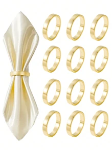 6pcs/12pcs Metal Napkin Rings, Simple Gold Napkin Holders For Men And Women, Reusable For Family Gatherings, Banquets, Minimalist Napkin Buckles For Table Setting, Party Festive Supplies.