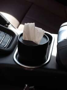 1pc Car Coin Storage Box, Multifunctional Car Mini Trash Can With Lid, Can Be Used As Desktop Organizer, Ashtray, Storage Box, Car Cup Holder. Suitable For Car Garbage Collection.