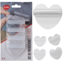 Kit 4 Prendedores Lençol Elástico Para Colchão Antiderrapante formato Coração - kit com 4 - Visão 2