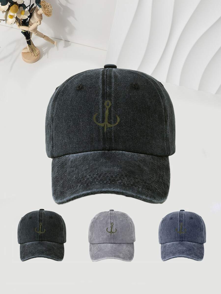 1pc Anchor Printed Baseball Cap, Washable & Adjustable, Fashion Breathable Versatile Sun Hat, Suitable For Outdoor, Holiday Gift - Anchor - View 1