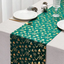 1pc Green Star Patterned Table Runner, Suitable For Home Decor, Dining Table, Wedding, Birthday Party (Green)