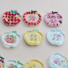 10/20pcs Cute Printed Transparent Colorful Apple Shape 4-Hole Buttons, DIY Sewing Buttons, Decorative Buttons For Clothing, Phone Cases, Phone Straps, Hair Accessories - Multicolor - View 6