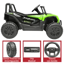 Joykoo Montable Electrico para Niños UVT-001 Luz y Sonido Control Remoto Conexión USB y Bluetooth 12v - Verde - Ver 4