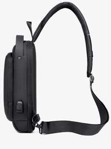 Compact Single-Sided Crossbody Shoulder Backpack USB Code Lock Waterproof - 黑色 - 查看 5