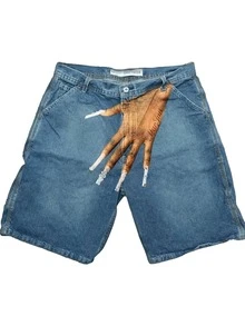 Men Baggy Jeans Shorts Y2k Baggy Jorts Demin Cargo Short Harajuku Bermuda Shorts For Women - 藍色 - 查看 1