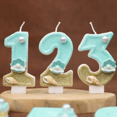 1pc Sparkling Multicolor Beach Sea Series Seashells Pearl Candle Cake Topper, Refreshing And Suitable For Birthday, Party, Anniversary, Festival
