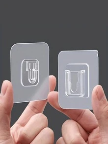 10 piezas de ganchos fáciles de instalar y prácticos, ganchos de pared de plástico de moda, adecuados para enrutadores, enchufes, marcos de fotos, controles remotos, ganchos multifuncionales impermeables adecuados para cocinas, dormitorios, baños y oficinas, ganchos de utilidad - transparente - Ver 1