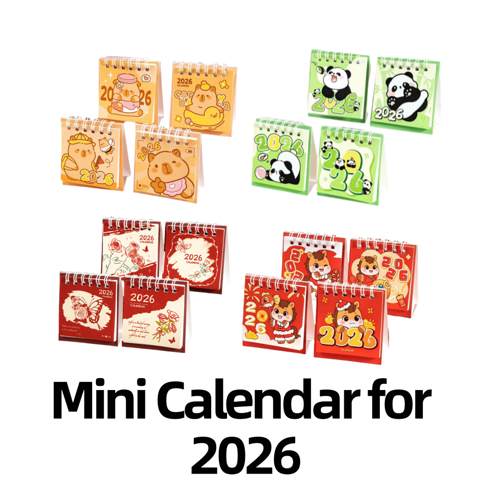 2026 Cartoon Cute Desktop Calendar, Creative Mini Portable Small Calendar Ornament