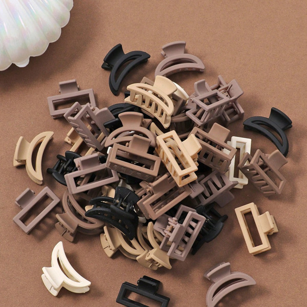 30pcs/Pack Medium Messy Bun Claw Clips, Wavy Square Design, Cartoon Style Hair Accessories, Assorted Colors