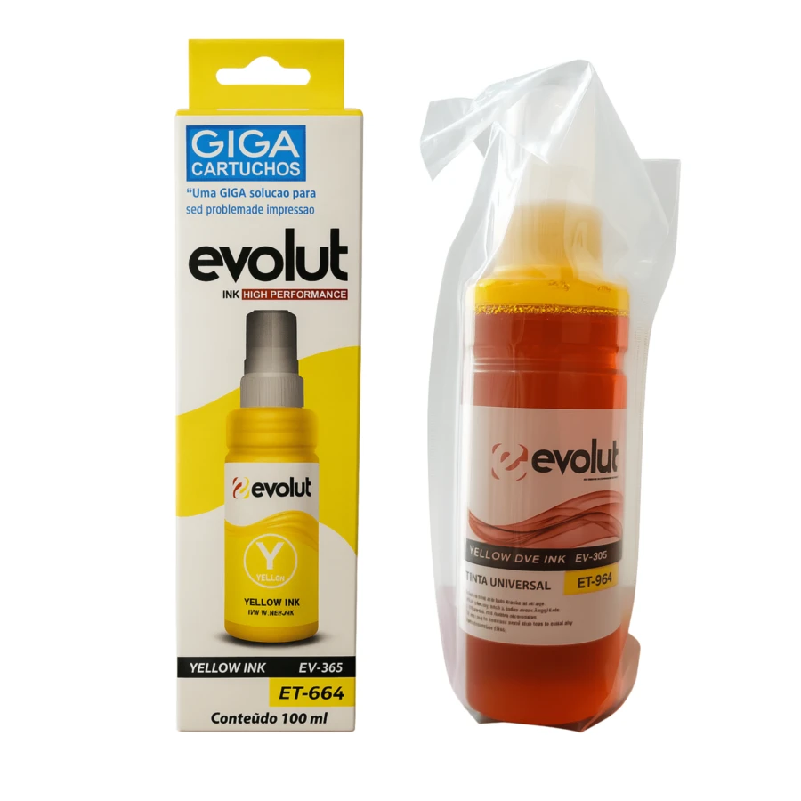 1 Tinta AMARELO Compatível Epson 664 100ml Para Impressora ET‑2500/2550/2600/2650/3600/4500/16500/14000 e série L (L100–L565)