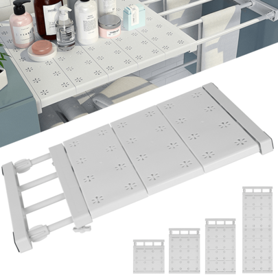 Extendable Closet Cupboard Storage Organizer Shelf Adjustable Divider Rack, Up To 125cm, White