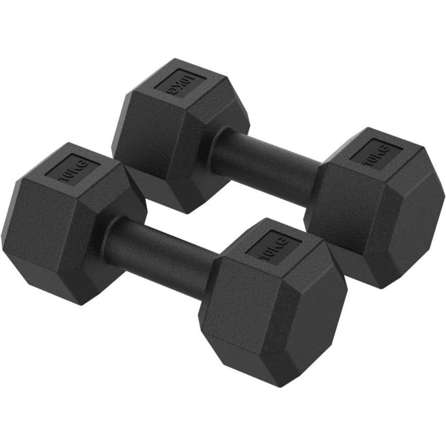 HEX DUMBBELLS DUMBBELL WEIGHT SET HAND WEIGHTS CONCRETE PLASTIC BODY STRONG Anti Roll Design Noise Reducing Unmatched Durability - 2 x 5KG = 10KG 套裝 - 查看 1