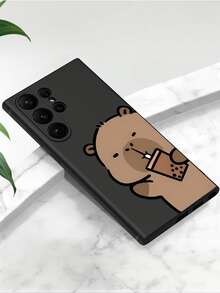 1pc Milk Tea Koala Bear Anti-Drop Anti-Slip Black Phone Case, Compatible With IPhone, Compatible With Honor, Compatible With Redmi, Compatible With Galaxy, And Models,International Version, Not The Domestic Version - Black - View 4