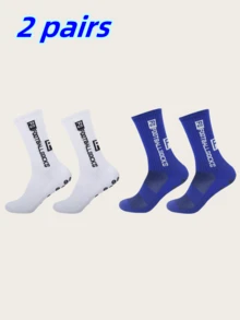 1/2/3双装 专业点状橡胶底足球袜，中筒袜，防滑训练中筒袜，吸湿排汗运动袜，适合多种运动 - 彩色 - 查看 19