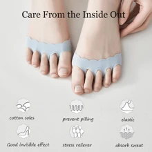 2 Piezas/4 Piezas Almohadillas metatarsiana para mujeres y hombres, almohadillas blandas para la parte delantera del pie, reutilizables, transpirables, medias invisibles para primavera y verano. Almohadillas para los cinco dedos de los pies de la mujer para tacones altos, cómodos semiinsertos para el cuidado de los pies, calcetines con insertos antideslizantes para los dedos de los pies, para sandalias, medias de media longitud para mujeres, almohadillas para la parte delantera del pie, calcetines con los dedos expuestos, calcetines de cinco dedos antideslizantes, exterior, tacones, viaje, accesorios de viaje