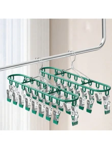 1个不锈钢袜子夹，带10-20个夹子，阳台晾衣架，多夹不锈钢防风防滑内衣晾衣架衣夹 - 彩色 - 查看 13